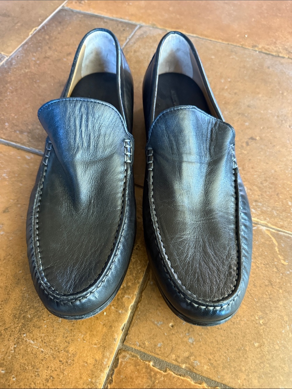 Johnston & Murphy Black Sheepskin Slip On Loafers